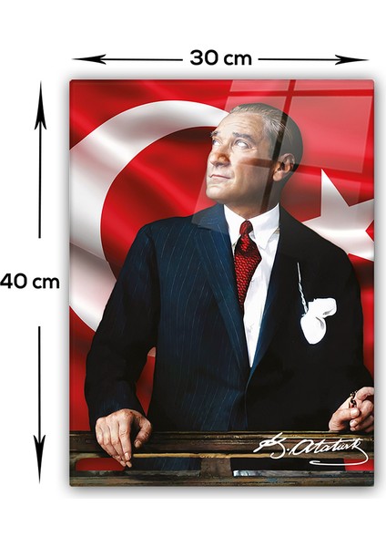 Atatürk Serisi Cam Tablo 30 x 40 cm