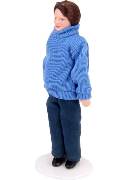 1/12 Dollhouse Minyatür Porselen Bebek Erkek Mavi Sweater Insan Figürleri (Yurt Dışından)