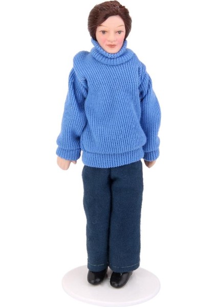 1/12 Dollhouse Minyatür Porselen Bebek Erkek Mavi Sweater Insan Figürleri (Yurt Dışından) fiyatları