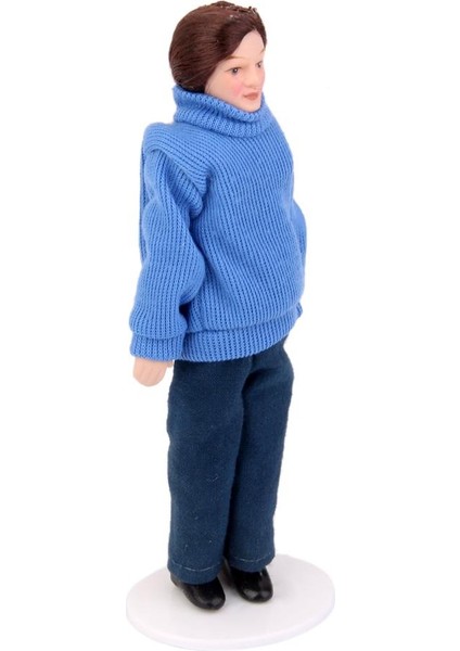 1/12 Dollhouse Minyatür Porselen Bebek Erkek Mavi Sweater Insan Figürleri (Yurt Dışından) modelleri