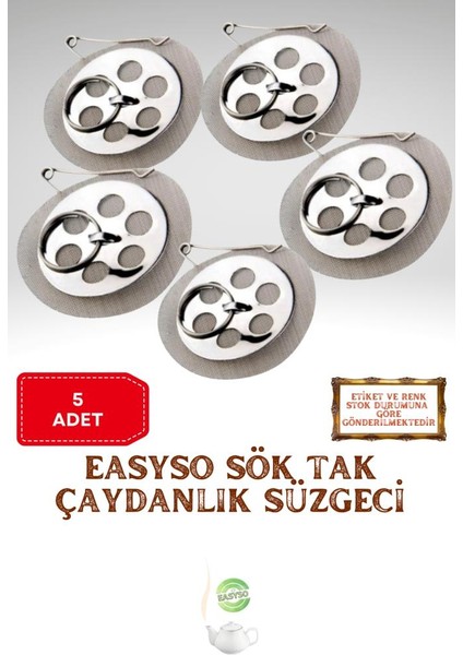 5'li Demlik Içi Tak Çıkar Çelik Çay Süzgeci