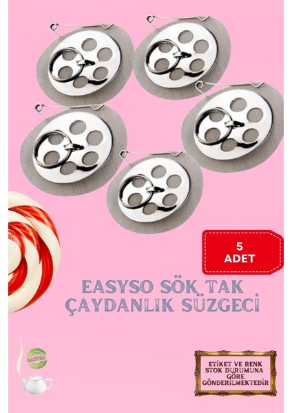 5'li Demlik Içi Tak Çıkar Çelik Çay Süzgeci