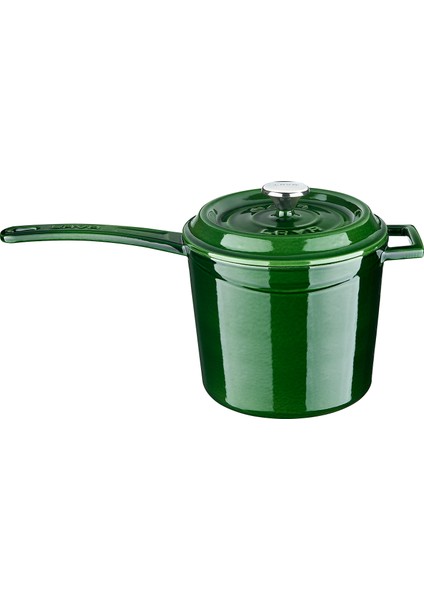 Döküm Yuvarlak Sos Tenceresi Metal Saplı Çap(Ø18 Cm, Majolica Yeşil