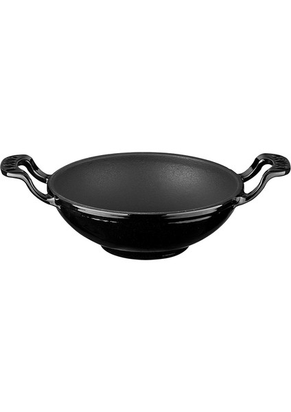 Döküm Wok Tava Metal Kulplu ÇAP(Ø)16CM. Siyah