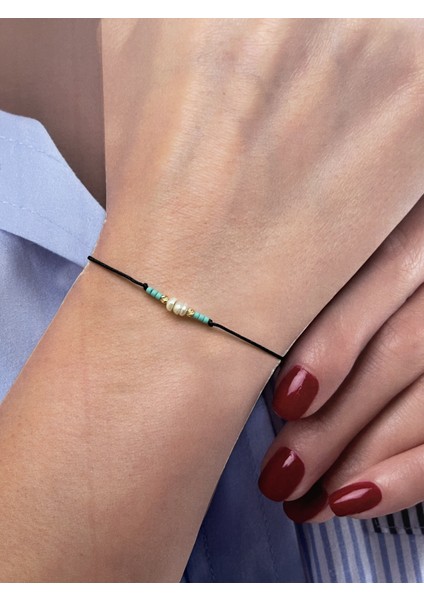 14 Ayar Dorika Toplu Gerçek Incili Minimalist Altın Bileklik