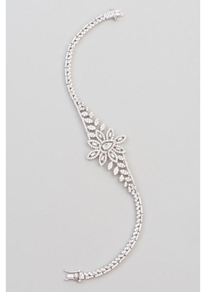 Romantik Rüya 18 Ayar Beyaz Altın Kaplama 20 cm Gümüş Bileklik