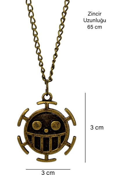 One Piece Trafalgar Law Anime Fan Kolye Luffy Bomba Kolye Antik Sarı Klasik Zincir