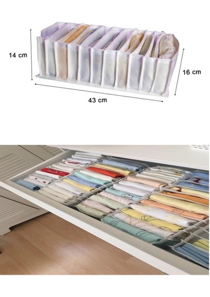 2 Adet 11 Gözlü Çekmece Içi Akordiyon Organizer-11*41*12 cm modelleri