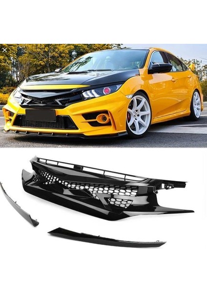 Honda civic fc5 için uygundur ön panjur ızgara ve far kaşları fc450 model 2016+