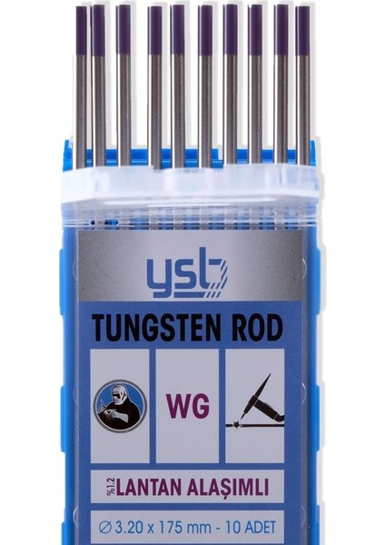 Wg Mor Toryum Alaşımlı Tungsten 2.40 x 175 mm Elektrot (10 Adet)