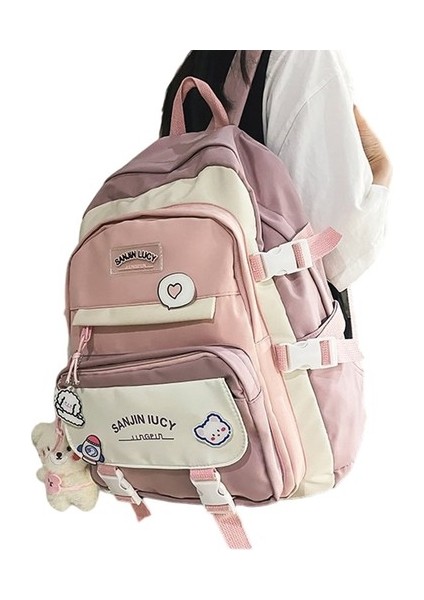 Büyük Kapasiteli Okul Sırt Çantası - Mavi/pembe (Yurt Dışından)