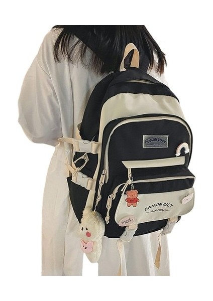 Büyük Kapasiteli Okul Sırt Çantası - Mavi/pembe (Yurt Dışından)