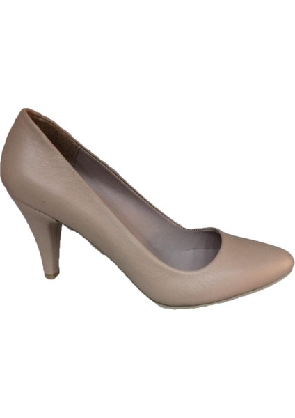 Bej Hakiki Deri Stiletto Ayakkabı - Küçük ve Büyük Numaralar