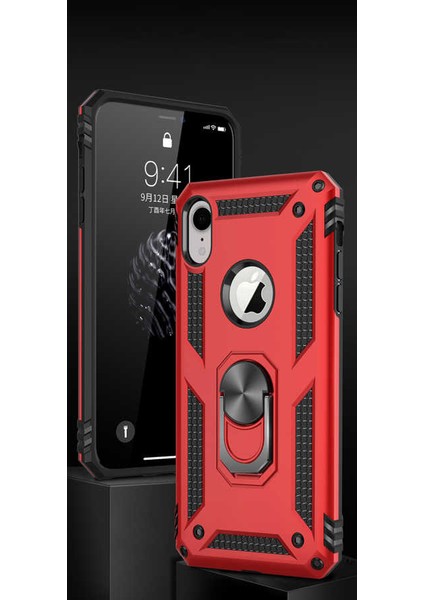 Apple iPhone Xr 6.1 Kılıf Zore Vega Tank Sert Yüzüklü Standlı Zırh Koruma Kapak modelleri