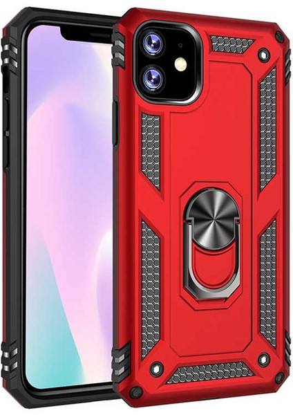 Apple iPhone 11 Kılıf Zore Vega Tank Sert Yüzüklü Standlı Zırh Koruma Kapak