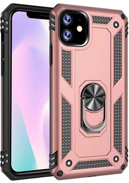 Apple iPhone 11 Kılıf Zore Vega Tank Sert Yüzüklü Standlı Zırh Koruma Kapak