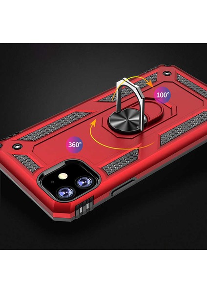 Apple iPhone 11 Kılıf Zore Vega Tank Sert Yüzüklü Standlı Zırh Koruma Kapak