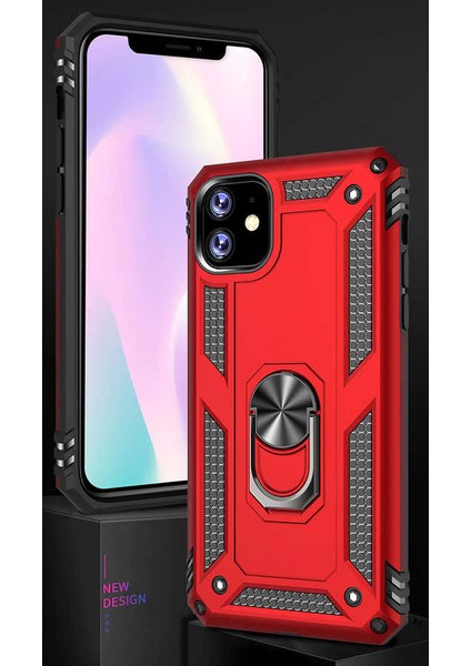 Apple iPhone 11 Kılıf Zore Vega Tank Sert Yüzüklü Standlı Zırh Koruma Kapak