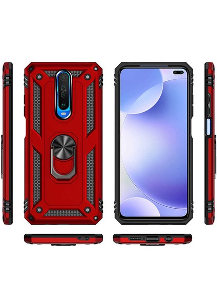 Xiaomi Poco X2 Kılıf Zore Vega Tank Sert Yüzüklü Standlı Zırh Koruma Kapak