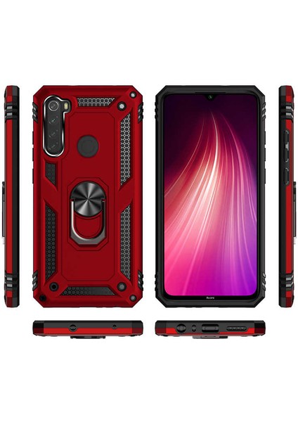 Xiaomi Redmi Note 8 Kılıf Zore Vega Tank Sert Yüzüklü Standlı Zırh Koruma Kapak