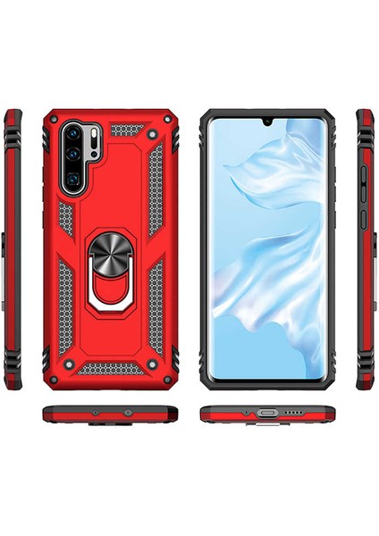 Huawei P30 Pro Kılıf Zore Vega Tank Sert Yüzüklü Standlı Zırh Koruma Kapak