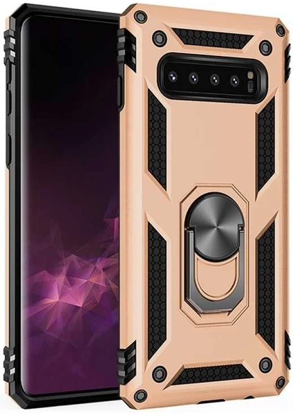 Kip GSM Galaxy S10 Plus Kılıf Zore Vega Tank  Sert  Yüzüklü Standlı Zırh Koruma Kapak