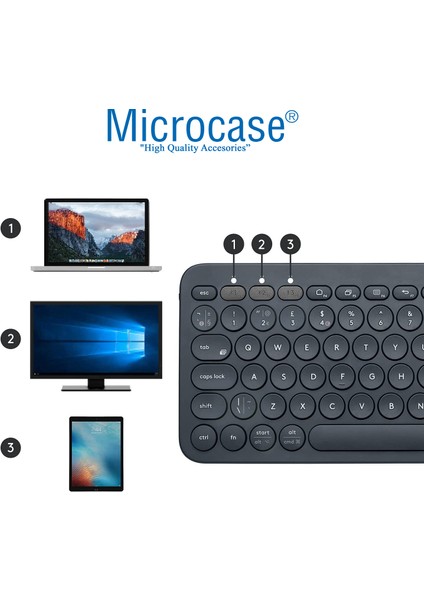 Tablet Telefon Bilgisayar Için Yuvarlak Tuşlu Bluetooth Kablosuz Klavye Android Ios Windows Uyumlu - AL3048 Siyah