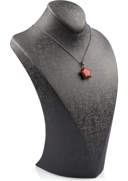 Red Jasper Doğal Taş Yıldız Model Kolye