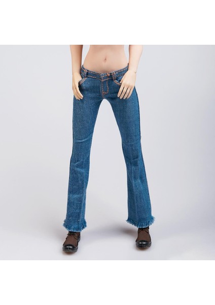 12 '' Aksiyon Için 1/6 Dişi Beyaz Kısa Kollu Tişört Mavi Kot Pantolon