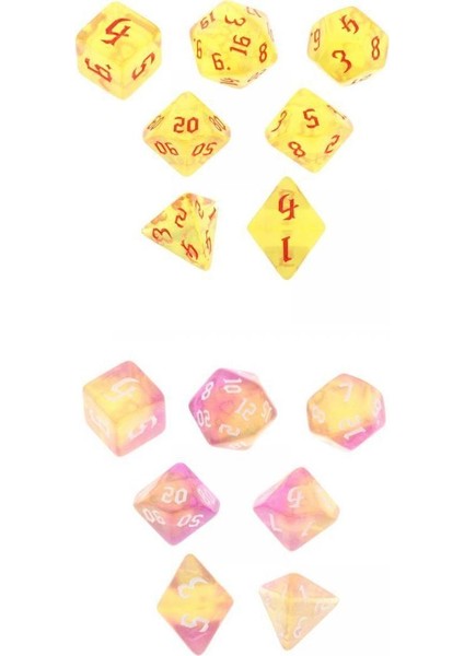 14 Adet Çok Yönlü Zar Oyun Seti - Sarı/Pembe (Yurt Dışından)