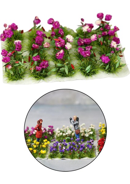 Mini Gerçekçi Çiçek Kümesi Model Demiryolu Peyzaj Çimen Binası Kiti Violet (Yurt Dışından)