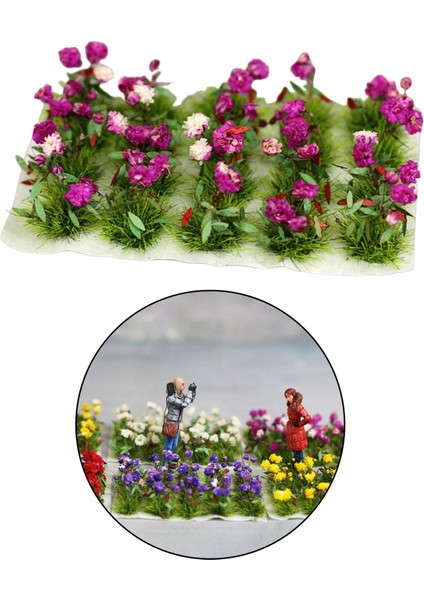 Mini Gerçekçi Çiçek Kümesi Model Demiryolu Peyzaj Çimen Binası Kiti Violet (Yurt Dışından)