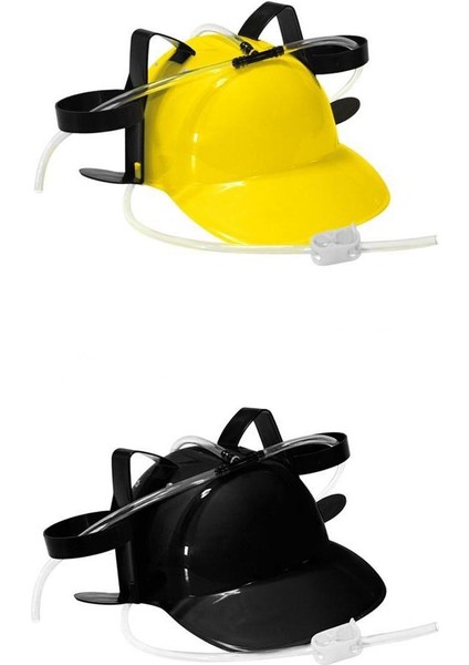 Reva 2 Adet Bira Içme Kask Şapka - Siyah/Sarı (Yurt Dışından)