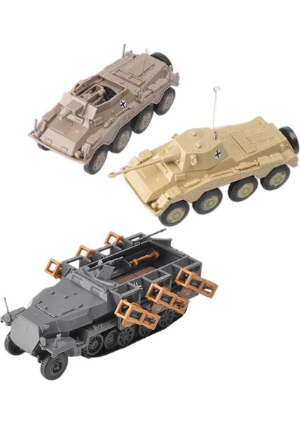 3 Pcs Model Kiti Simülasyonu 1/72 Zırhlı Araç Oynat Seti Koleksiyon