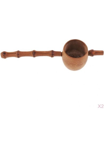 2x Bambu Çay Süzgeç Infuser Çay Filtre Delme Deliği Kaşık Gevşek Çay