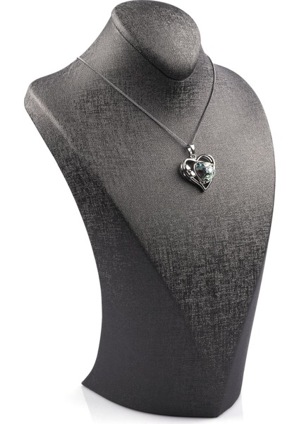 Abalone Sedef Doğal Taş Kalp Model Kolye