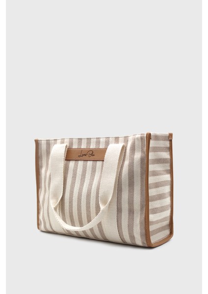 Kadın Vizon Çizgili Keten Tote Çanta fiyatları