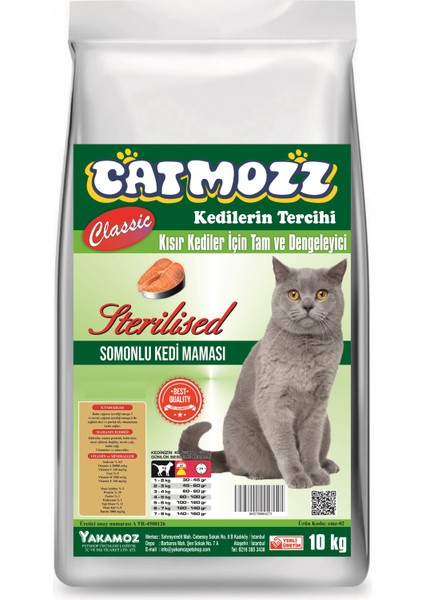 Classic Sterilised Somonlu Kısırlaştırılmış Yetişkin Kedi Maması 10 KG