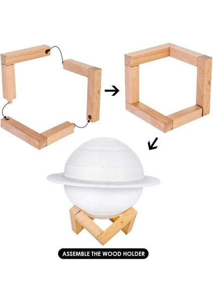 15 cm 3D Ay Lambası 2 Renkler LED Saturn Gece Lambası Dokunmatik Kontrol Bebek Başucu Lambası Standı Çocuklar Noel Hediyesi ile | LED Gece Işıkları (Yurt Dışından)
