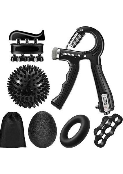 6 Adet Gücü Egzersiz Tutucu Ayarlanabilir El Kavrama Sayacı Parmak Çektirme Eğitim Parmak Eğitmen | El Sapları (Siyah) (Yurt Dışından)