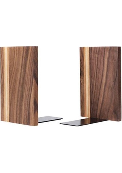 1 Adet Ahşap Bookends Metal Tabanlı Ağır Hizmet Tezgahı Standı Ofis Masaüstü Veya Raflar Için Anti Kaymaz Noktalar ile Dekoratif Kitap | (Yurt Dışından)