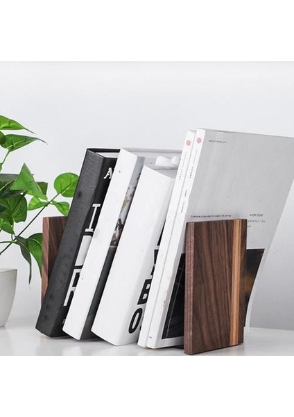 1 Adet Ahşap Bookends Metal Tabanlı Ağır Hizmet Tezgahı Standı Ofis Masaüstü Veya Raflar Için Anti Kaymaz Noktalar ile Dekoratif Kitap | (Yurt Dışından)