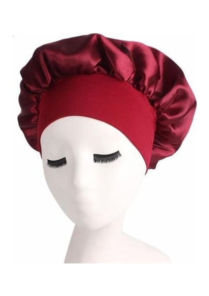 Ipek Gece Uyku Kap Saç Bonnet Şapka Kafa Kapak Saten Geniş Elastik Bant Ayarla (Burgundy) (Yurt Dışından)