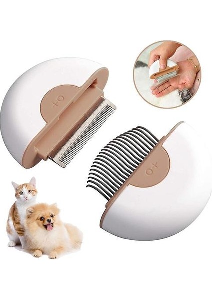 2-In-1 Kedi Tarak Köpek Bakım Fırçası Epilasyon Tapınma Temizleme Masaj Tarakları En Iyi Pet Saç Fırçaları (Haki) (Yurt Dışından)
