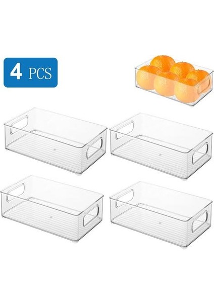 4 Adet Temizle Kiler Organizatör Kilitleri Ev Plastik Gıda Depolama Sepeti Kutusu Mutfak Tezgahları Dolaplar Için Buzdolabı Dondurucu | Raflar ve tutucular (Yurt Dışından)