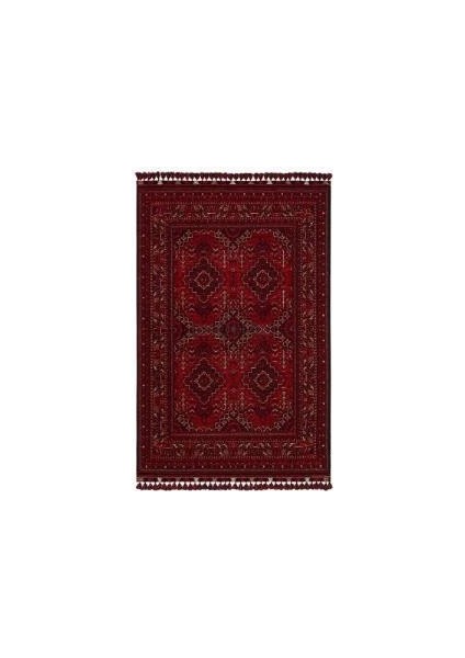 Kırmızı Afgan/yağcıbedir Desenli Halı - Dekoratif Şönil - Buhari Bhr 05