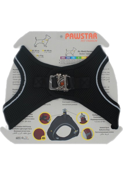 Siyah Air-Mesh Göğüs Tasması Kedi Köpek Göğüs Tasması 3xs