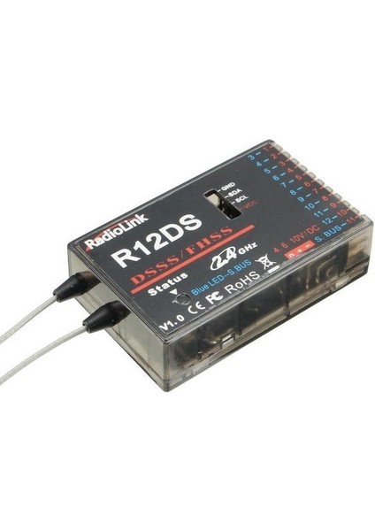 R12DS 12CH 12 Kanal Alıcı 2.4ghz Dsss & Fhss Receiver ( At9 & AT9S & AT9S Pro & AT10 & AT10II Ile Uyumludur )