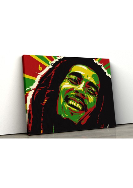 Tekli Kanvas Tablo Tasarımı Dekor Pop Art Illustrasyon Bob Marley Dekoratif