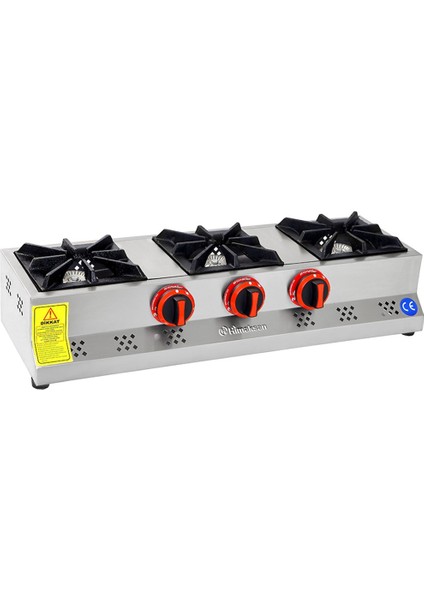 Endüstriyel Lpg Tüplü Set Üstü Mini Üçlü 3 Gözlü Ocak